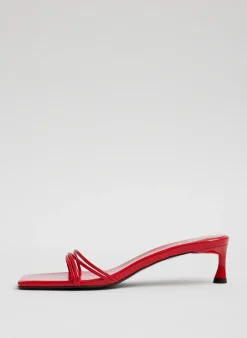 Tibi Jim Naplack Sandal Cherry Red