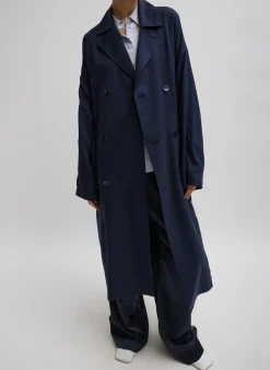Discount Tibi Lancaster Trench Navy