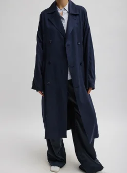 Discount Tibi Lancaster Trench Navy