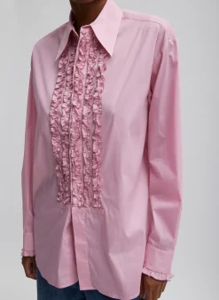 Discount Tibi Light Weight Cotton Nylon Easy Tuxedo Shirt Pink