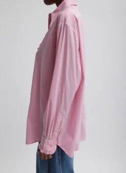 Discount Tibi Light Weight Cotton Nylon Easy Tuxedo Shirt Pink