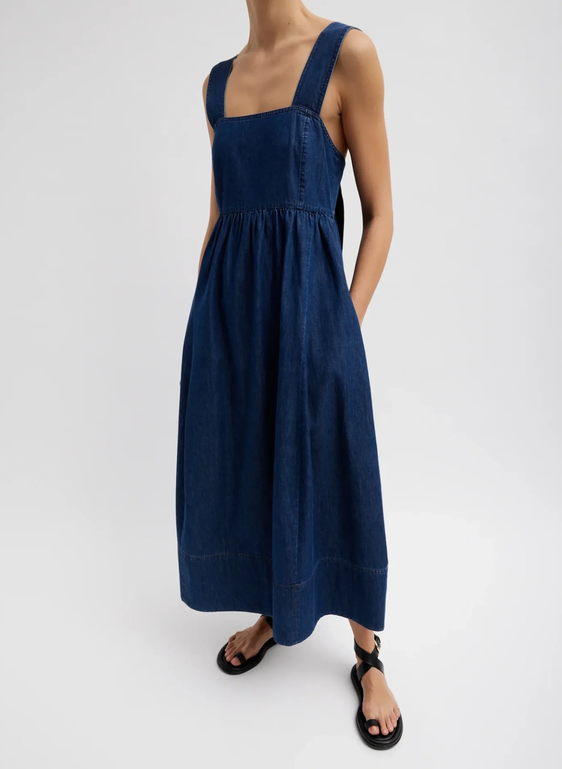 Tibi Light Weight Stone Wash Sculpted Dress Dark Enzyme Wash