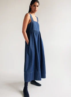 Tibi Light Weight Stone Wash Sculpted Dress Dark Enzyme Wash