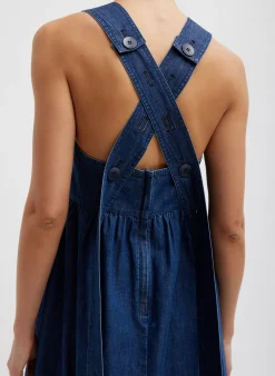 Tibi Light Weight Stone Wash Sculpted Dress Dark Enzyme Wash