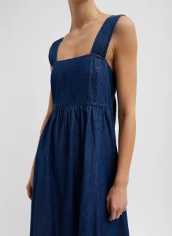 Tibi Light Weight Stone Wash Sculpted Dress Dark Enzyme Wash
