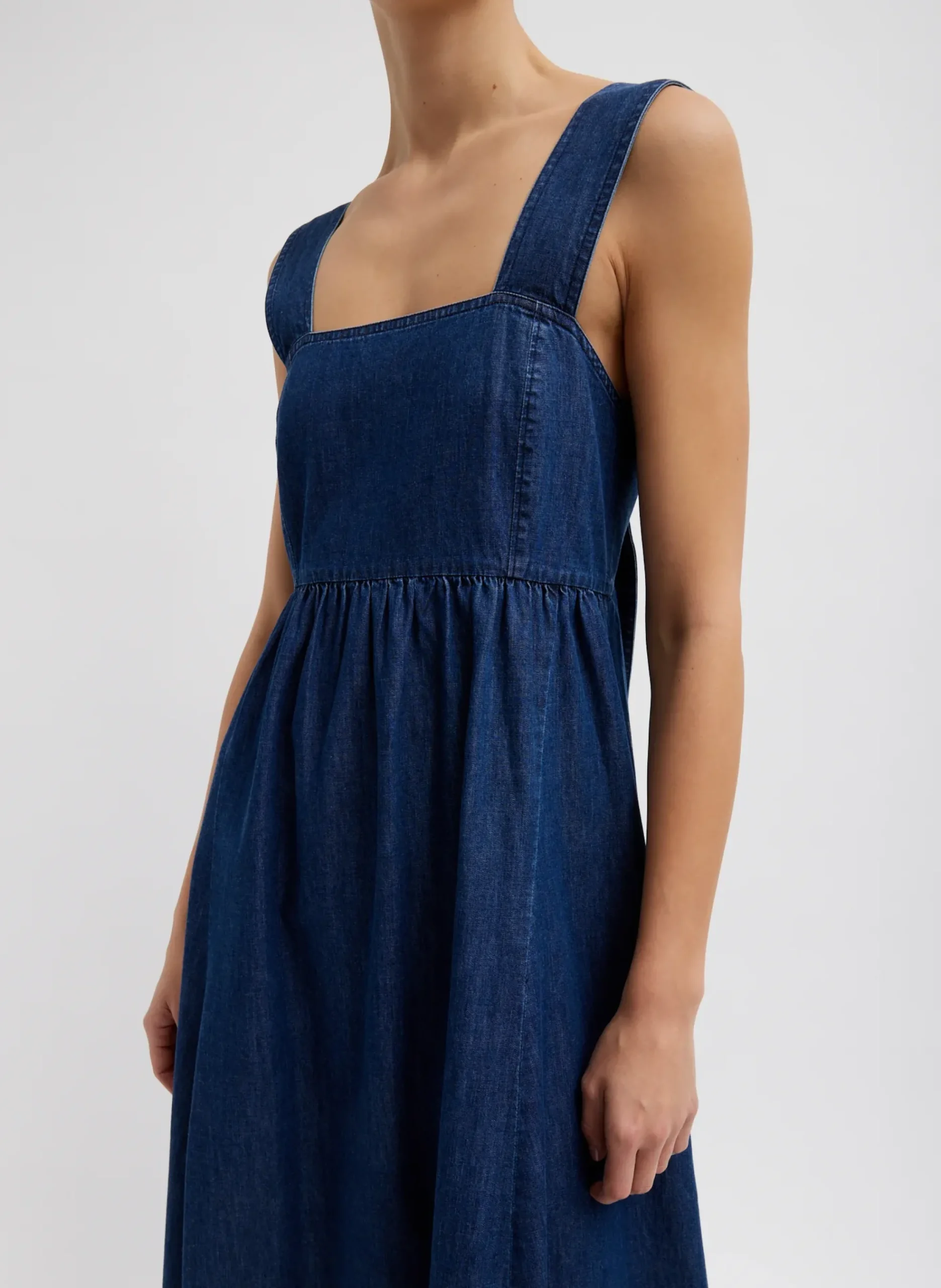 Tibi Light Weight Stone Wash Sculpted Dress Dark Enzyme Wash