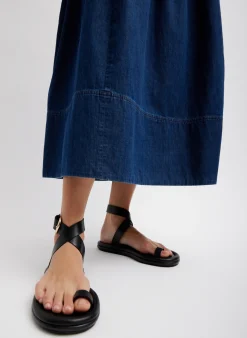 Tibi Light Weight Stone Wash Sculpted Dress Dark Enzyme Wash