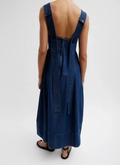 Tibi Light Weight Stone Wash Sculpted Dress Dark Enzyme Wash