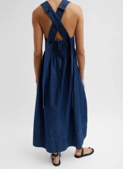 Tibi Light Weight Stone Wash Sculpted Dress Dark Enzyme Wash