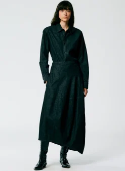 Tibi Light Weight Stone Washed Denim Asymmetrical Balloon Skirt - Petite Black