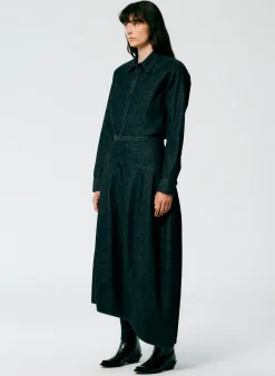 Tibi Light Weight Stone Washed Denim Asymmetrical Balloon Skirt - Petite Black