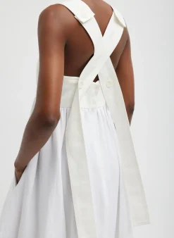 Clearance Tibi Linen Cotton Voile Sculpted Dress White