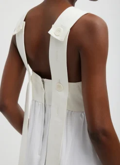 Clearance Tibi Linen Cotton Voile Sculpted Dress White