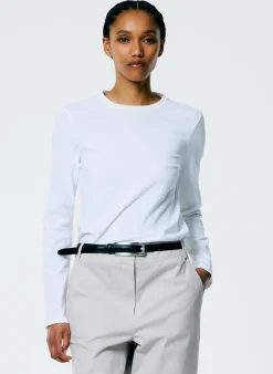 Sale Tibi Long Sleeve Fitted T-Shirt White