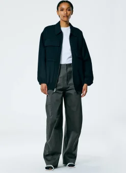 Outlet Tibi Luxe Wool Angora Oversized Bomber Navy