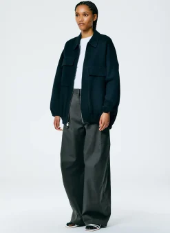Outlet Tibi Luxe Wool Angora Oversized Bomber Navy