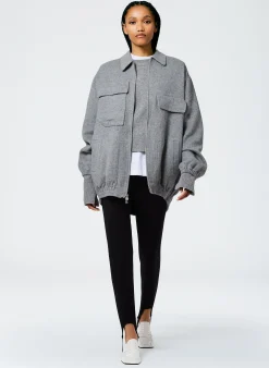 New Tibi Luxe Wool Angora Oversized Bomber Medium Heather Grey