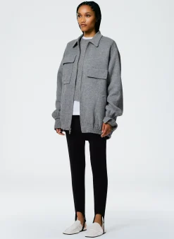 New Tibi Luxe Wool Angora Oversized Bomber Medium Heather Grey