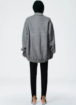 New Tibi Luxe Wool Angora Oversized Bomber Medium Heather Grey