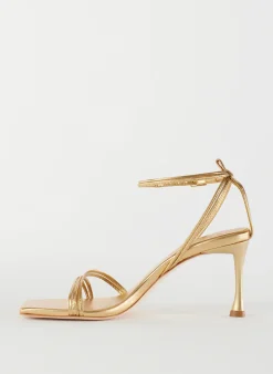 Online Tibi Metallic Nappa Guy Sandal Gold