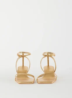Clearance Tibi Metallic Nappa Harper Sandal Gold