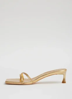 Clearance Tibi Metallic Nappa Jim Sandal Gold
