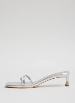 Hot Tibi Metallic Nappa Jim Sandal Silver
