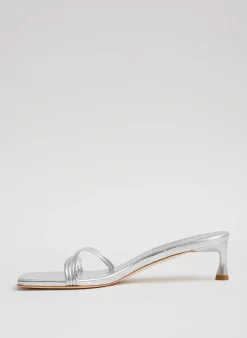 Hot Tibi Metallic Nappa Jim Sandal Silver