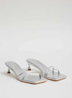 Hot Tibi Metallic Nappa Jim Sandal Silver