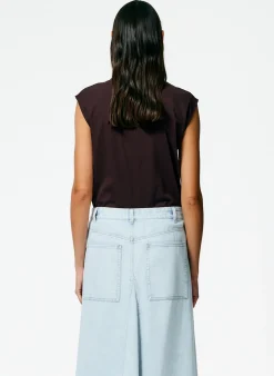 Outlet Tibi Mock Neck Sleeveless T-Shirt Brown
