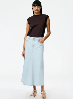 Outlet Tibi Mock Neck Sleeveless T-Shirt Brown