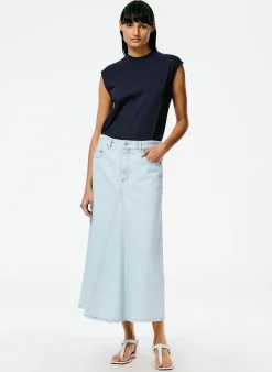New Tibi Mock Neck Sleeveless T-Shirt Navy