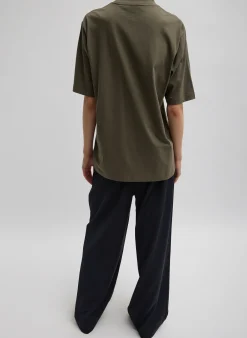 Clearance Tibi Mock Neck Unisex T-Shirt Dune