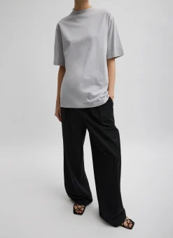 Tibi Mock Neck Unisex T-Shirt Greystone