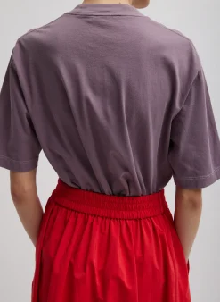 Online Tibi Mock Neck Unisex T-Shirt Plum-Ish