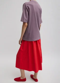 Online Tibi Mock Neck Unisex T-Shirt Plum-Ish