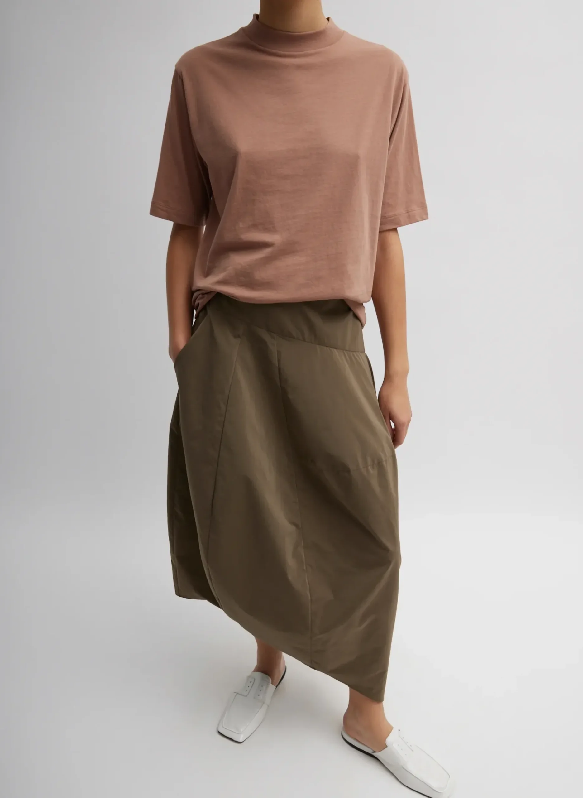 Outlet Tibi Mock Neck Unisex T-Shirt Butterscotch