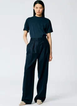 New Tibi Mock Neck Unisex T-Shirt Navy