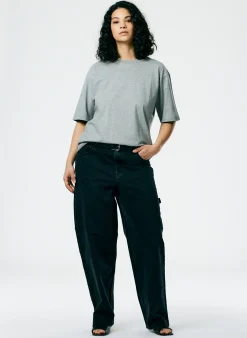 Clearance Tibi Mock Neck Unisex T-Shirt Heather Grey