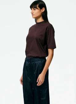 Clearance Tibi Mock Neck Unisex T-Shirt Brown