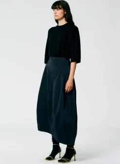 Best Tibi Nylon Asymmetrical Balloon Skirt Navy