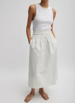 Outlet Tibi Nylon Pull On Full Skirt White