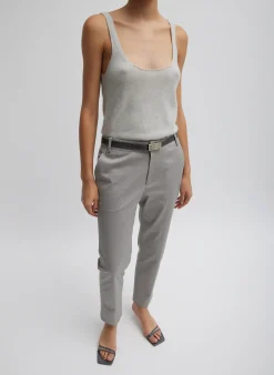 Tibi Oliver Cotton Stretch Tricotine Lennon Ankle Pant Grey Moon