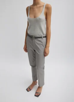 Tibi Oliver Cotton Stretch Tricotine Lennon Ankle Pant Grey Moon