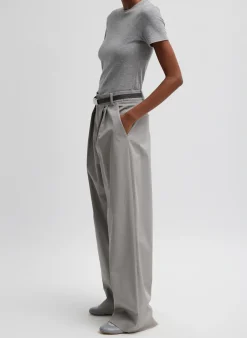Outlet Tibi Oliver Cotton Stretch Tricotine Stella Pant Grey Moon