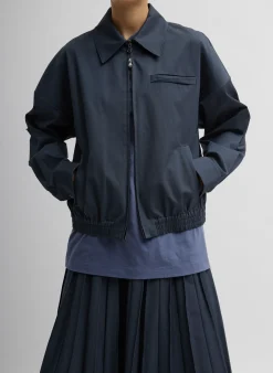 Clearance Tibi Oliver Cotton Stretch Tricotine Bomber Slate Blue