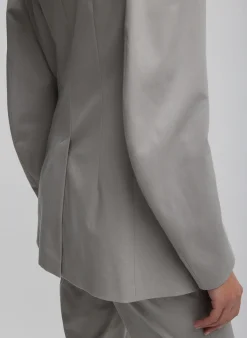 Clearance Tibi Oliver Cotton Stretch Tricotine Sculpted Blazer Grey Moon