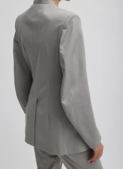 Clearance Tibi Oliver Cotton Stretch Tricotine Sculpted Blazer Grey Moon