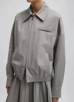 Sale Tibi Oliver Cotton Stretch Tricotine Bomber Grey Moon