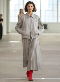 Sale Tibi Oliver Cotton Stretch Tricotine Bomber Grey Moon